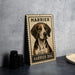 A metal sign featuring a beagle dog illustration, with the text "HARRIER DOG" prominently displayed.