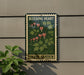 a sign for a "Bleeding Heart Shade Garden" with a green and white color scheme and a floral design.