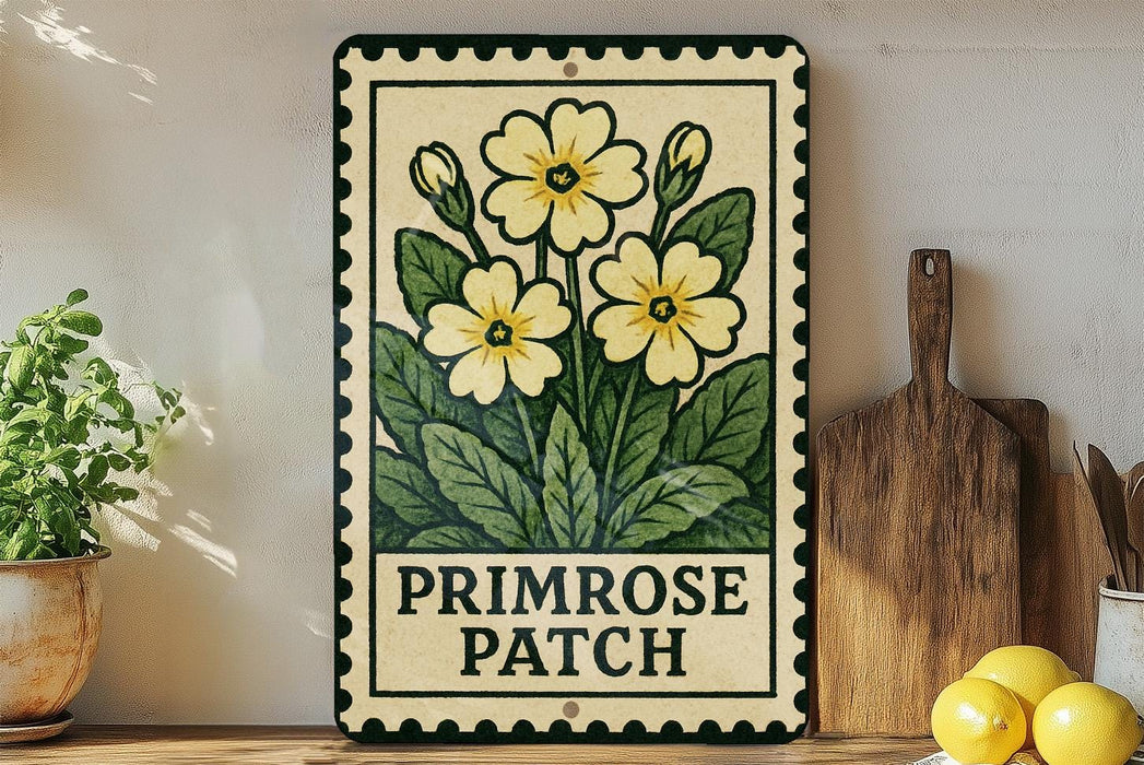 A framed sign with a floral design hangs on a wall, surrounded by potted plants and kitchen utensils.