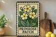 A framed sign with a floral design hangs on a wall, surrounded by potted plants and kitchen utensils.