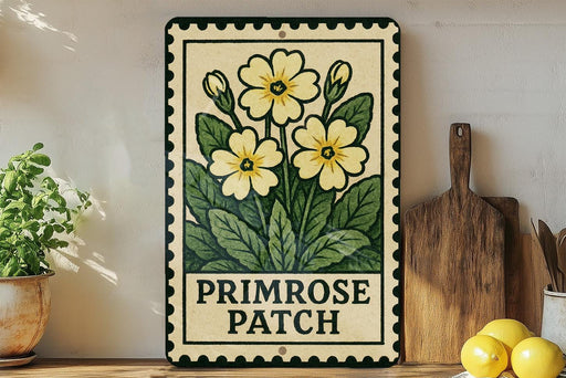 A framed sign with a floral design hangs on a wall, surrounded by potted plants and kitchen utensils.