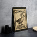 A black and white illustration of a goose on a postage stamp, with the text "Barnyard Goose" and "5c" printed on it.