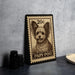 A 20 cent postage stamp featuring a dog's face, with the text "PAPI-POOO" printed on it.