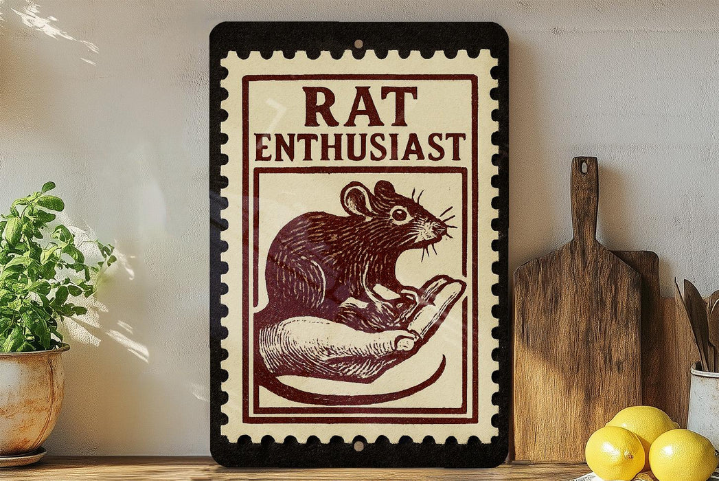 a wooden cutting board with a hand holding a mouse, and a potted plant to the left.