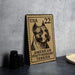 A wooden postcard featuring an illustration of an American Staffordshire Terrier dog, with the text "USA 22" printed on it.