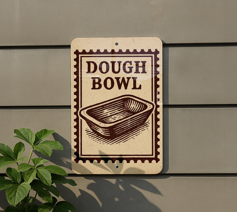a sign that reads "DOUGH BOWL" with a picture of a dough bowl on it.