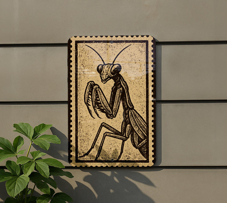 a detailed illustration of a praying mantis, a type of insect known for its distinctive elongated body and large eyes.