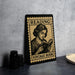 A vintage-style metal sign with the text "Reading Vintage Book" and an illustration of a woman reading a book.