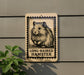 a sign with a hamster illustration and the text "LONG HAIRED HAMSTER" on it.
