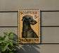a sign with a picture of a Scottish Deerhound dog, mounted on a wall.