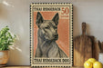 A framed print of a Thai Ridgeback dog, with the text "Thai Ridgeback 50 Satang" printed on it.