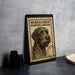 a framed poster of a wirehaired pointing griffin, a breed of dog, on a wall.