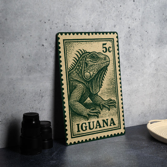 A 5c postage stamp featuring an illustration of an iguana, with the word "Iguana" printed below it.