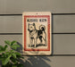 A sign with a picture of a Shiba Inu dog, which is a breed of dog, mounted on a wall.