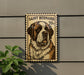 A postage stamp featuring a Saint Bernard dog, with the text "SAINT BERNARD 20c" printed on it.