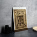 a sign for a "Country Pantry" with an illustration of a pantry door and shelves filled with various food items.