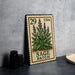 A metal plate with a postage stamp design featuring a plant with purple flowers, labeled "SAGE PATCH" and "29 USA".