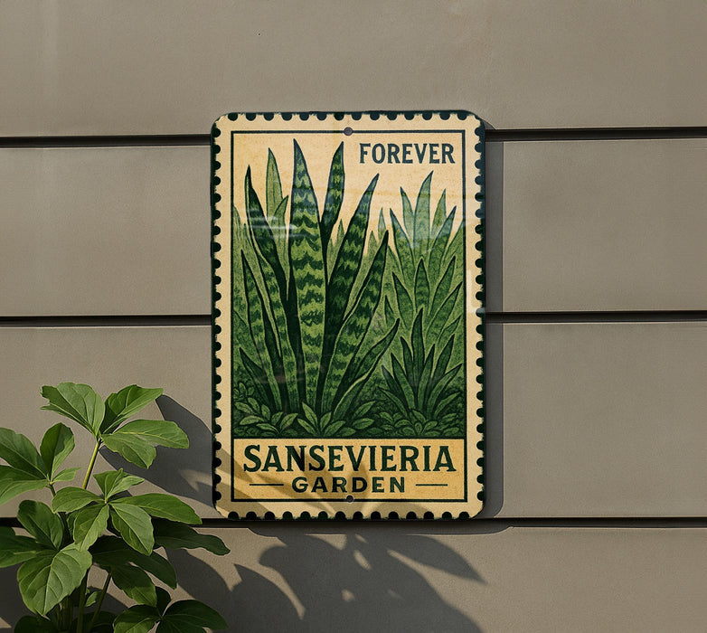 a sign for Sansevieria Garden, which is a plant nursery.