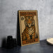 A metal sign featuring a tiger illustration and the text "INDO-CHINESE 10¢ TIGER" is displayed on a table.