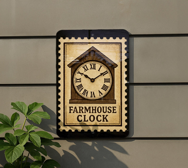 a clock with a farmhouse design, mounted on a wall.