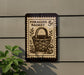 a sign with a basket illustration, mounted on a wall.