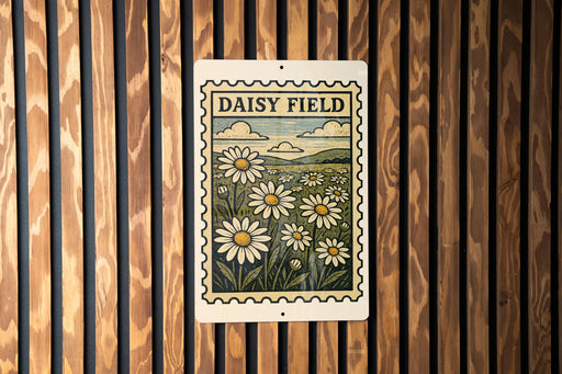 a sign with a floral design, hanging on a wooden wall.