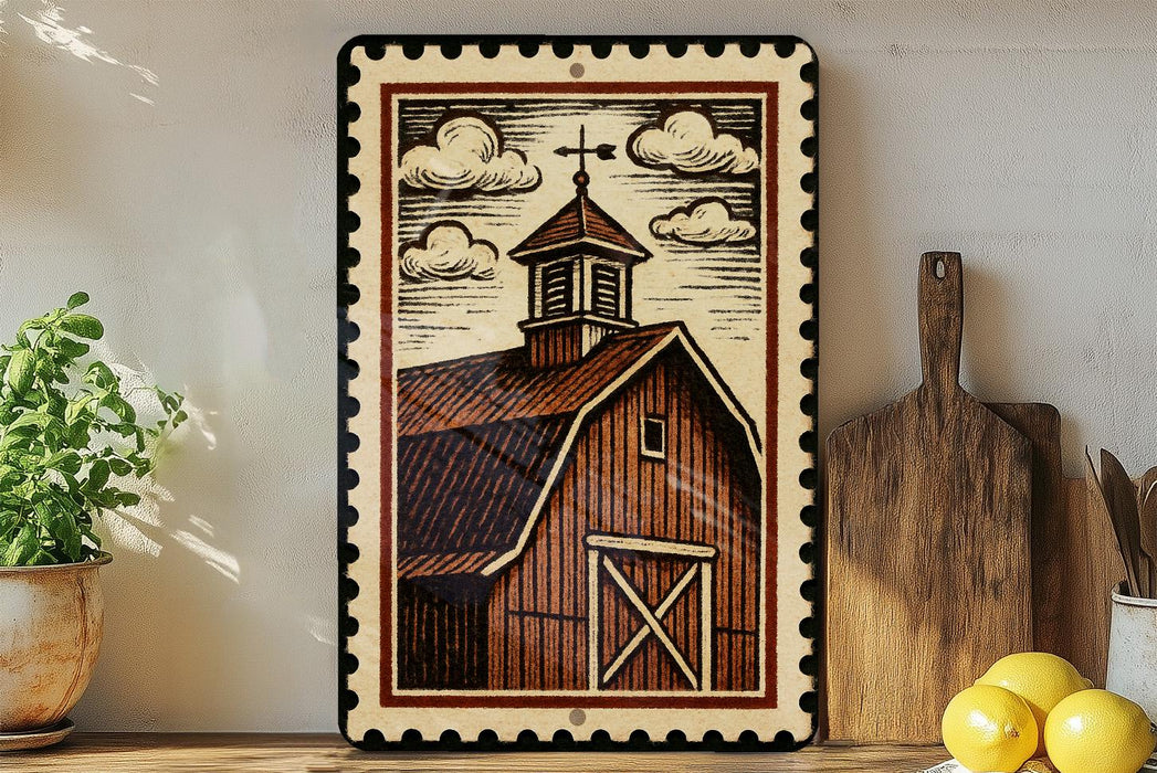 a wooden barn with a steeple, surrounded by various kitchen utensils and a potted plant.