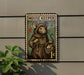 A metal sign featuring a mouse wearing a robe and holding a basket of mice, with the text "MOUSE KEEPER" and a value of 1c.