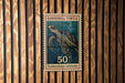 A stamp featuring a hawksbill turtle, with the number 50 and the text "Eretmochely's imboricata" printed on it.