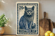 A 20c postage stamp featuring a black cat, with the word "CHARTREUX CAT" printed below it.