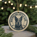 A circular ornament featuring an image of an Australian Cattle Dog, with the text "AUSTRALIAN CATTLE DOG" around the dog's face.