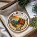 A decorative ornament with the text "BIG BEND NATIONAL PARK USA" and an illustration of a desert landscape with mountains.
