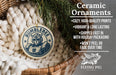 Ceramic ornaments featuring a Bumblebee character are displayed in a woven basket, with a description of the ornaments and their features.