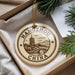 A circular ornament with the text "HANGHOU CHINA" and an illustration of a pagoda, surrounded by greenery.