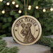 A circular ornament featuring an illustration of an Irish Terrier dog, with the text "IRISH TERRIER" prominently displayed.