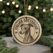 A circular ornament featuring an illustration of an Italian Greyhound dog, with the text "ITALIAN GREYHOUND" around the edge.