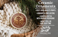 Ceramic ornaments, including a Joshua Tree National Park ornament, are displayed in a woven basket.