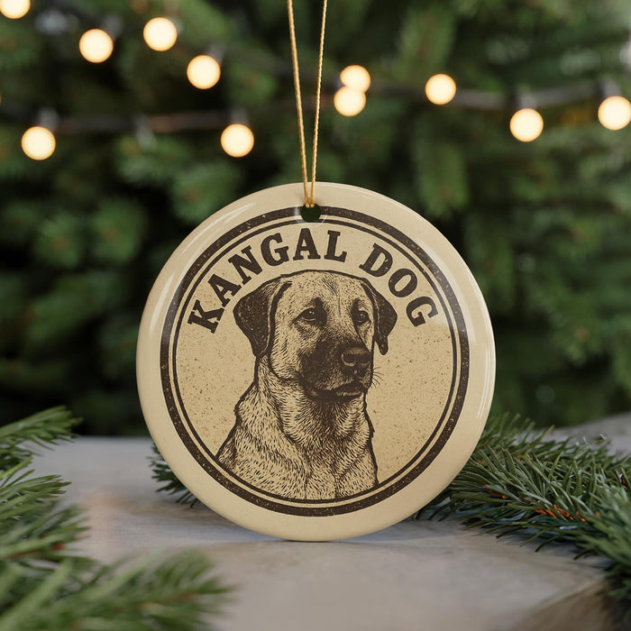 A circular ornament featuring a kangaroo dog illustration, with the text "KANGAL DOG" prominently displayed.