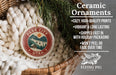 Ceramic ornaments, including a Park City Utah ornament, are displayed in a woven basket.