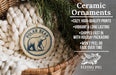 Ceramic ornaments featuring a Polar Bear design, with a wicker basket and greenery in the background.