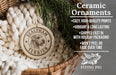 Ceramic ornaments, specifically a ceramic ornament shaped like a terrier, are displayed in a wicker basket.