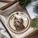 A round ornament featuring a close-up of a Yorkie Terrier dog's head, with the text "Silky Terrier" printed on it.