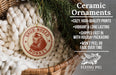 Ceramic ornaments, Snub-nosed Monkey, and a wicker basket with greenery are featured in the image.