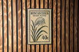 A 40 cent postage stamp featuring a grass plume design, mounted on a wooden wall.