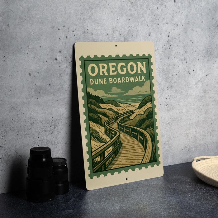 a sign for the Oregon Dune Boardwalk, which is a scenic boardwalk in Oregon.