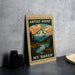 A framed illustration of a mountain landscape with a river, featuring the text "ARTIST POINT MT. BAKER" on the frame.