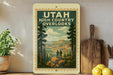 A vintage-style poster of the High Country overlooks, featuring a scenic mountain landscape with two people standing on a rocky outcropping.