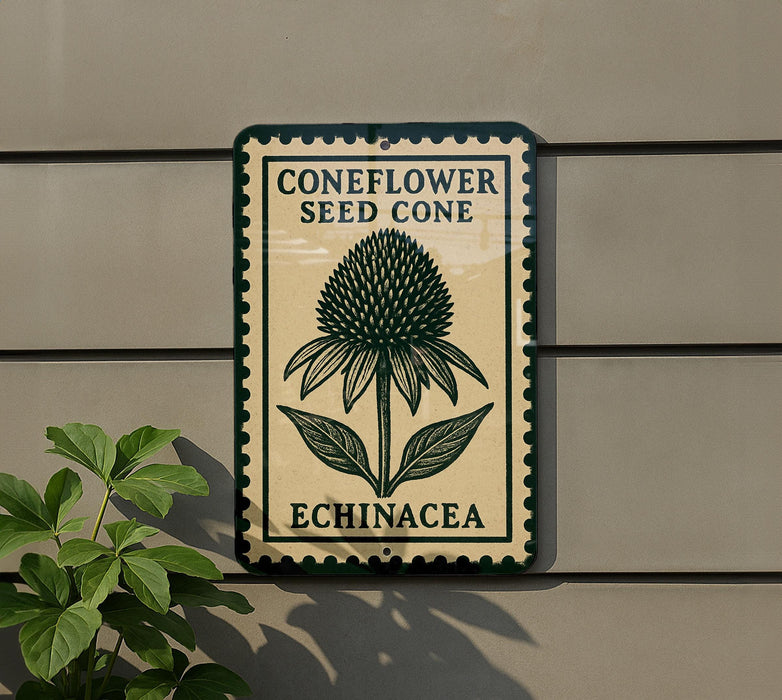 a sign for the coneflower seed cone, which is a type of flowering plant.