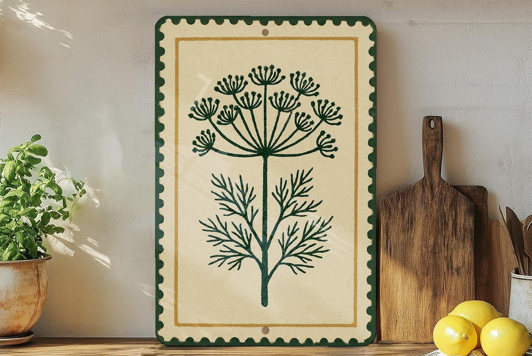 a decorative piece with a green and white design, placed on a wooden surface next to a wooden cutting board and a potted plant.