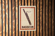 A sign with the word "BASSOON" on it, indicating the presence of a bassoon.